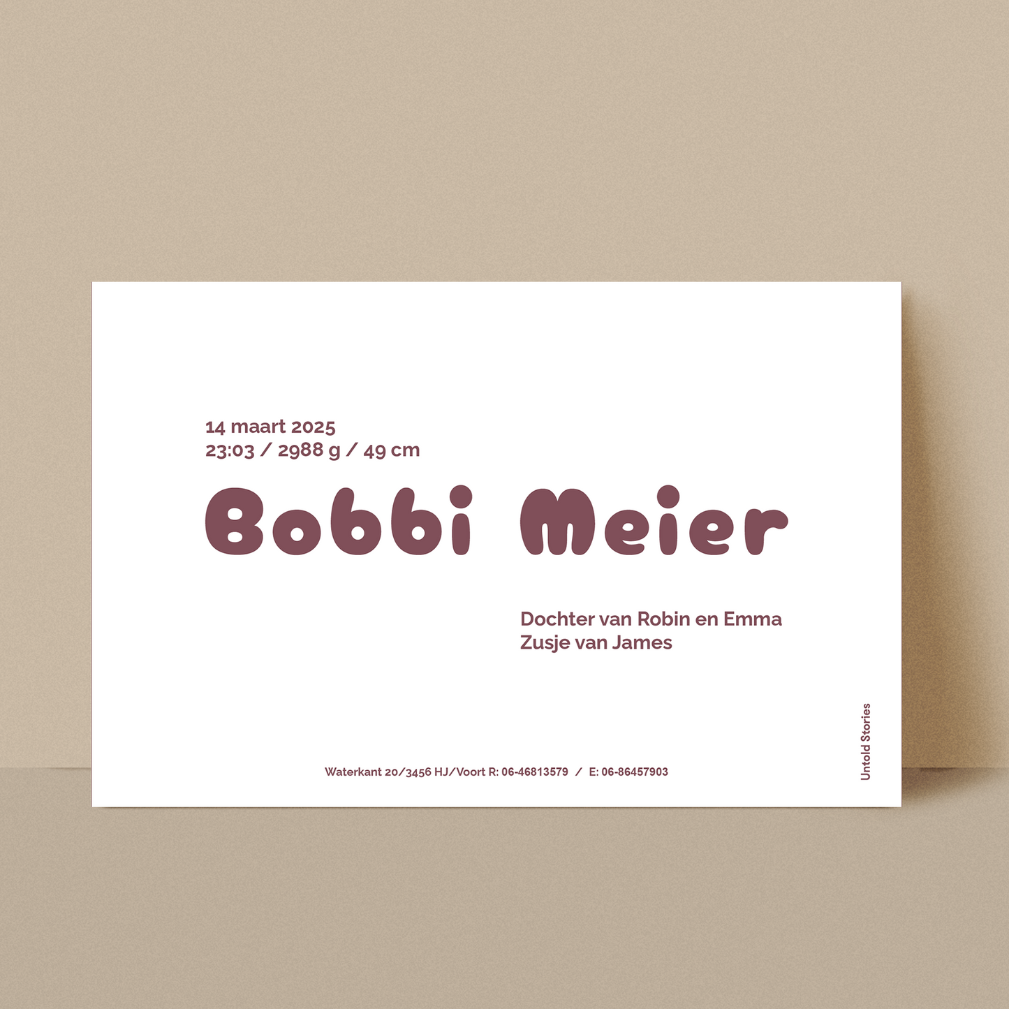 Geboortekaartje Bobbi